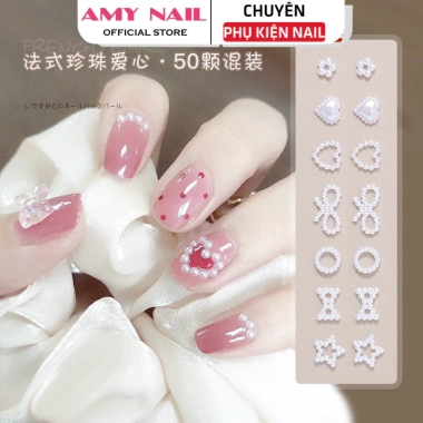 Set charm nail 50 mẫu mix nhiều hình, dây ngọc trai gắn móng - siêu xinh, chỉ 19.000