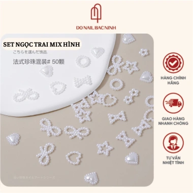 Set charm nail 50 mẫu mix nhiều hình, dây ngọc trai gắn móng - siêu xinh, chỉ 19.000