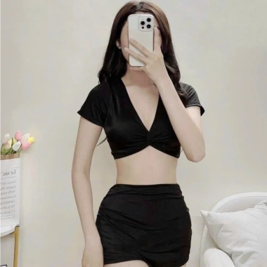 Set Đồ Bơi Nữ 2 Mảnh Xoáy Ngực Giá Rẻ 199k Thiết Kế Thon Gọn, Phong Cách Mùa Hè