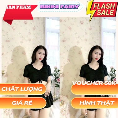 Set Đồ Bơi Nữ 2 Món Váy Xòe và Tay Cánh Thiên - Ôm Dáng, Tôn Vòng Eo, Mềm Mịn 199k
