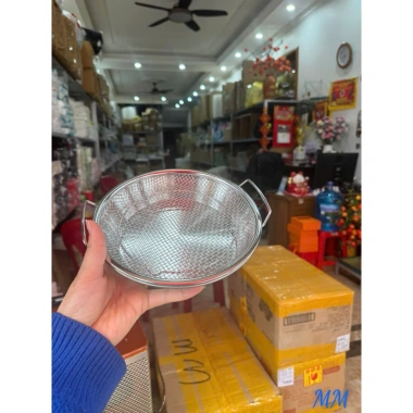 Sét khay inox 304 20cm kèm vỉ lưới lọc dầu - Đựng thực phẩm chiên rán an toàn, bền, giá 95.200 VND