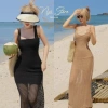 Set lưới đi biển mùa hè - Đầm 3 lỗ body dài kèm lót thun xinh, chuẩn chụp ảnh 2