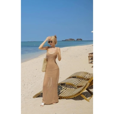 Set lưới đi biển mùa hè - Đầm 3 lỗ body dài kèm lót thun xinh, chuẩn chụp ảnh 10