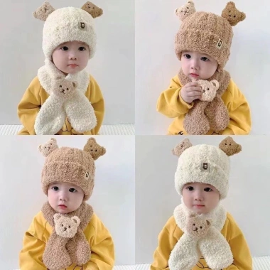 Sét Mũ Gấu Lông Cừu và Khăn Quàng Cổ Cho Bé 5-24 Tháng Giá Ưu Đãi 69.000₫