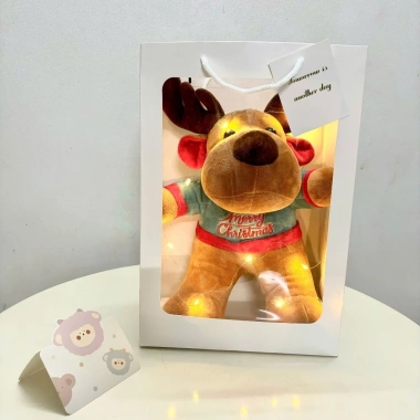 Set quà tặng 2.025 - Combo 4 món: Gấu bông cute, thiệp, đèn nháy, túi mặt kính giá rẻ 121.5k
