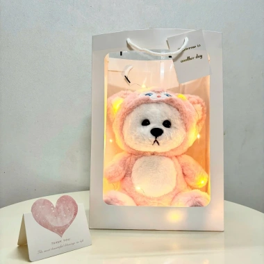 Set quà tặng 2.025 - Combo 4 món: Gấu bông cute, thiệp, đèn nháy, túi mặt kính giá rẻ 121.5k 8 Set quà tặng 2.025 - Combo 4 món: Gấu bông cute, thiệp, đèn nháy, túi mặt kính giá rẻ 121.5k 8