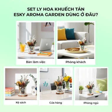 Set Quà Tặng Nam Nữ Ly Hoa Decor Thơm Phòng - ESKY Aroma Garden, Giảm giá 289k