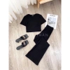 Set quần dài ống loe + áo croptop tay ngắn thun gân, chính phẩm tiệc công sở 3