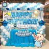 Set Trang Trí Sinh Nhật 60 Bóng Bay Happy Birthday Em Bé + Rèm Tua Rua, Kèm Bơm & Băng Dính - Giá Ưu Đãi