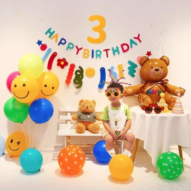 Set trang trí sinh nhật bóng Gấu 3D phong cách Hàn Quốc - Giá chỉ 31.500 VND