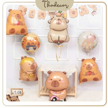Set trang trí sinh nhật Capybara cute - bóng hình capybara, dây chữ HPBD, giá chỉ 10.000 VNĐ THODECOR