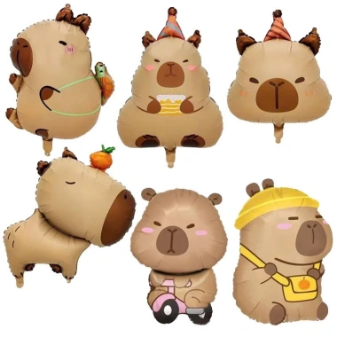 Set trang trí sinh nhật Capybara cute - bóng hình capybara, dây chữ HPBD, giá chỉ 10.000 VNĐ THODECOR