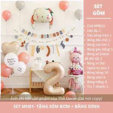 Set trang trí sinh nhật pastel phong cách Hàn Quốc - Giá ưu đãi 110,600 VND