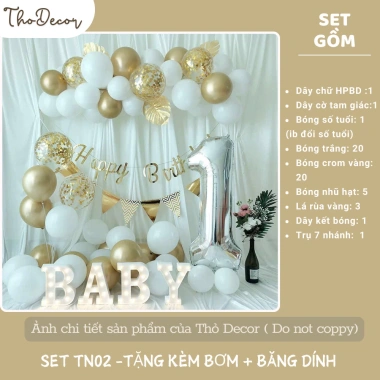 Set trang trí sinh nhật thôi nôi, sinh nhật 1 tuổi phong cách Hàn Quốc nhẹ nhàng - Giá 225.000đ