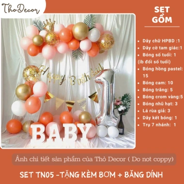 Set trang trí sinh nhật thôi nôi, sinh nhật 1 tuổi phong cách Hàn Quốc nhẹ nhàng - Giá 225.000đ