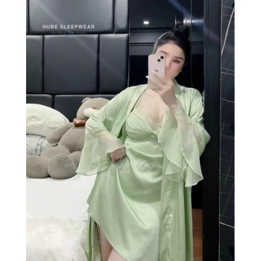 Set Váy Ngủ & Áo Choàng Lụa Bèo Xoè Ngực Chéo Lyly Tiểu Thư - Giá 585.000 VND 6