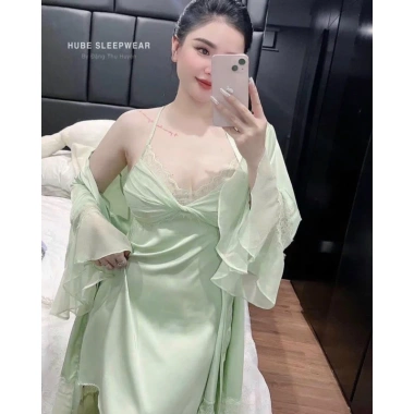 Set Váy Ngủ & Áo Choàng Lụa Bèo Xoè Ngực Chéo Lyly Tiểu Thư - Giá 585.000 VND 8