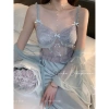 Set Váy Ngủ Lụa Cao Cấp + Áo Choàng Voan Nơ Nhí Bèo Ren - Hube Sleepwear 515k 3