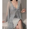 Set Váy Ngủ Lụa Cao Cấp + Áo Choàng Voan Nơ Nhí Bèo Ren - Hube Sleepwear 515k 6