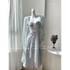 Set Váy Ngủ Lụa Cao Cấp + Áo Choàng Voan Nơ Nhí Bèo Ren - Hube Sleepwear 515k 8