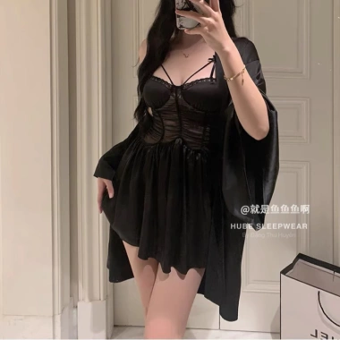 Set Váy Ngủ và Áo Choàng Lụa Ren Eo Cup, Cổ Ngực - Cao Cấp, Giá 315k Xíu Sleepwear 5