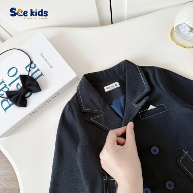 Set Vest Dạ Công Tử Bé Trai Kèm Nơ - Áo Vest Sành Điệu Cho Tết, Giá 385.000₫