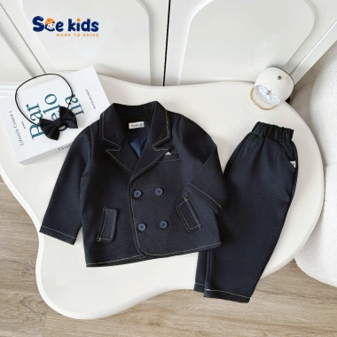 Set Vest Dạ Công Tử Bé Trai Kèm Nơ - Áo Vest Sành Điệu Cho Tết, Giá 385.000₫