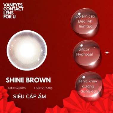 Shine Brown VANEYES Kính áp tròng cận 0-7.00 độ màu nâu tự nhiên giảm giá 75.000₫