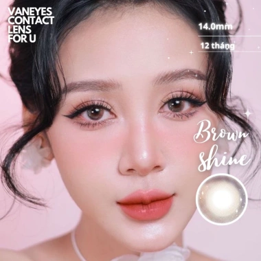 Shine Brown VANEYES Kính áp tròng cận 0-7.00 độ màu nâu tự nhiên giảm giá 75.000₫