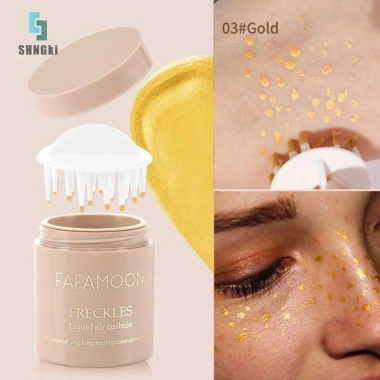 SHNGki Đệm khí tàn nhang mặt & cơ thể - Bộ tem mô phỏng tự nhiên, dấu chấm giả, trang điểm chống nước