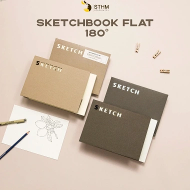 Sketchbook STHM CT cấn răng cưa mở flat 180 độ, 160 trang kem 130gsm, vẽ chì artline doodle, 96.000đ