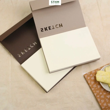 Sketchbook STHM CT cấn răng cưa mở flat 180 độ, 160 trang kem 130gsm, vẽ chì artline doodle, 96.000đ