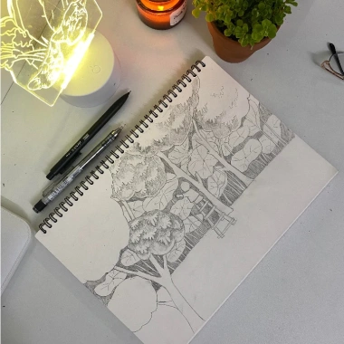Sổ vẽ sketchbook 130gsm Artline - vẽ chì, màu thạch, màu nước, giá 27.000 VND 6