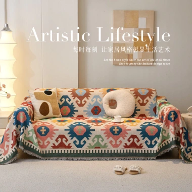 Sofa Bao Vải Bắc Âu Đa Năng 4 Mùa - Chống Trơn Trượt, Trầy Xước, Cắm Trại, Khăn Bao Vỏ Sofa FIL 3