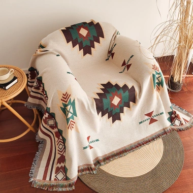 Sofa Bohemian Mỹ Đơn YW5T – Ghế Vải, Bao Bọc Khăn Chăn Quốc Gia, 186.696₫