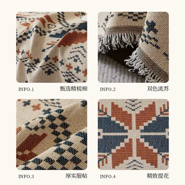Sofa Bohemian Mỹ Đơn YW5T – Ghế Vải, Bao Bọc Khăn Chăn Quốc Gia, 186.696₫