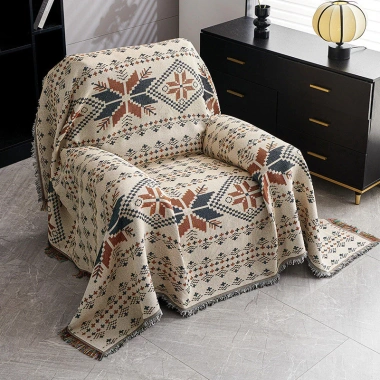 Sofa Bohemian Mỹ Đơn YW5T – Ghế Vải, Bao Bọc Khăn Chăn Quốc Gia, 186.696₫