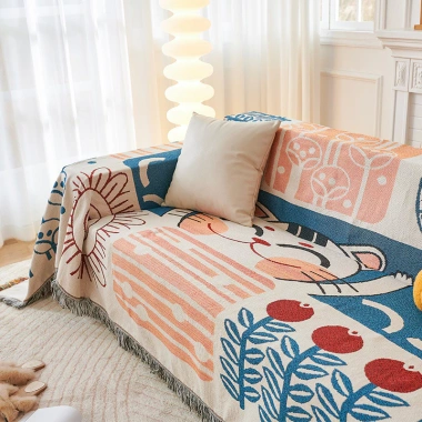 Sofa Bohemian Mỹ Đơn YW5T – Ghế Vải, Bao Bọc Khăn Chăn Quốc Gia, 186.696₫