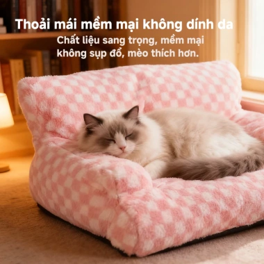 Sofa giường mèo mềm mại, giường chó chuồng mùa đông, giặt được 4 mùa - 450.000₫
