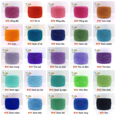 Sợi Cotton Việt Nam Cuộn 100g Mã Màu 01‑50 Giá 34.290 VND Giảm 27.000 VND