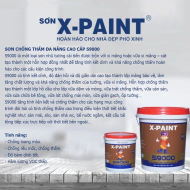 Sơn Chống Thấm Đa Năng X-Paint S9.000 - Pha Xi, Chống Mưa Ẩm, Chống Rong Rêu