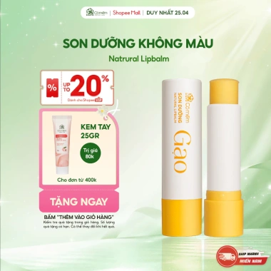 Son Dưỡng Gạo Không Màu 4,5g - Dưỡng ẩm, giảm khô nẻ, môi mềm mịn, chỉ 130k
