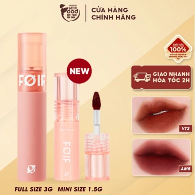 Son Kem Lì Thuần Chay FOIF Daily Velvet Tint 3g: Mịn Mượt Lâu Trôi, Giá ưu đãi 125k