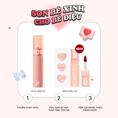 Son Kem Lì Thuần Chay FOIF Daily Velvet Tint 3g: Mịn Mượt Lâu Trôi, Giá ưu đãi 125k