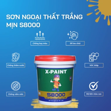 Sơn Mịn Ngoại Thất X-Paint S8.000 - Chống Thấm, Chịu Thời Tiết, Bề Mặt Nhẵn Mịn Sang Trọng, Giá 196.600 VND 3 Sơn Mịn Ngoại Thất X-Paint S8.000 - Chống Thấm, Chịu Thời Tiết, Bề Mặt Nhẵn Mịn Sang Trọng, Giá 196.600 VND 3