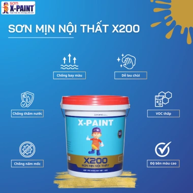 Sơn Mịn Nội Thất Tiết Kiệm X200 5L – Tự sơn tại nhà, phòng khách, phòng ngủ, quán ăn, decor màu 2