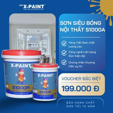Sơn Nội Thất Siêu Bóng X-Paint S1.000A - Bóng Gương Thẩm Mỹ, Chống Bám Bẩn, Giá 395k