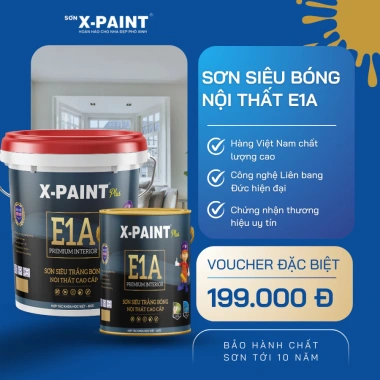 Sơn Siêu Bóng X-Paint E1A Trắng bóng, kháng kiềm, chống nấm mốc, giá 349.180₫