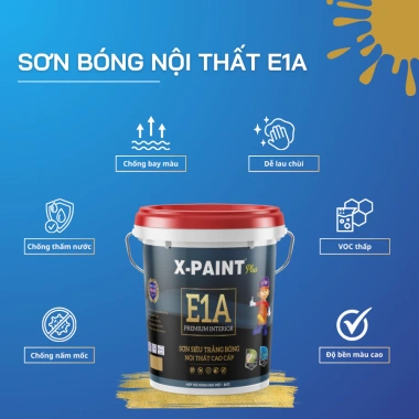 Sơn Siêu Bóng X-Paint E1A Trắng bóng, kháng kiềm, chống nấm mốc, giá 349.180₫