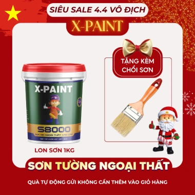 Sơn tường ngoại thất X-Paint S8.000 1kg - Sơn nước, tặng chổi sơn, 210.000₫